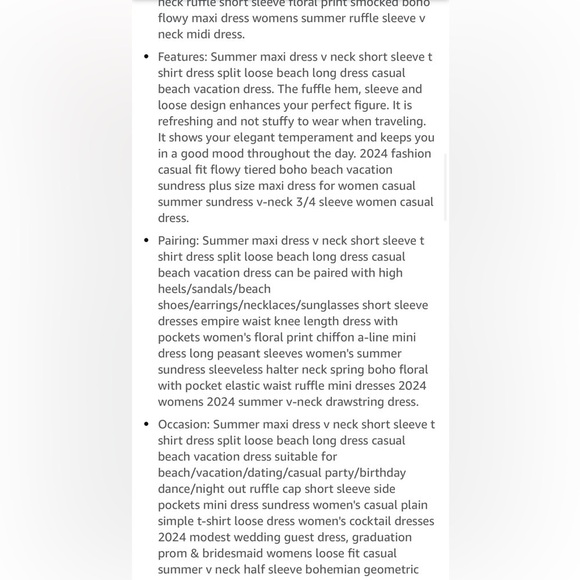 Summer Maxi Dress V Neck Short Sleeve T Shirt Dress Split Loose new - Picture 7 of 7